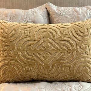 Velvet Cutwork Large Tan Decorative Pillow